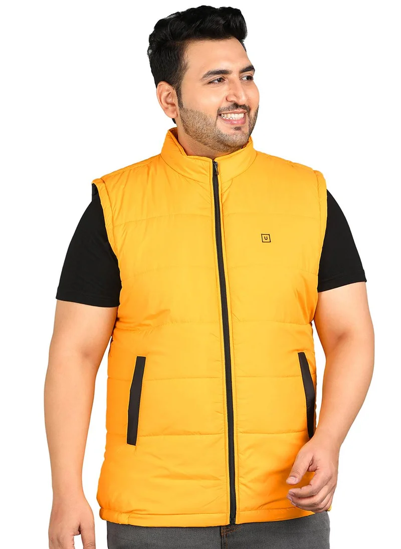 Urbano Plus Men's Yellow Sleeveless Zippered Puffer Jacket